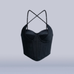 Bustino in duchesse di seta con scollo incrociato - Silk duchesse corset with crossover neckline