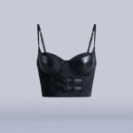 Bustino con coppe sovrapposte e accessori in pelle - Corset with overlapping cups and leather accessories