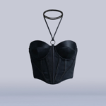 Bustino in duchesse di seta con accessorio sul davanti - Silk duchesse corset with front accessory