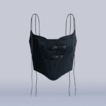 Corsetto in duchesse di seta con spalline a laccio in pelle - Silk duchesse corset with leather lace-up straps